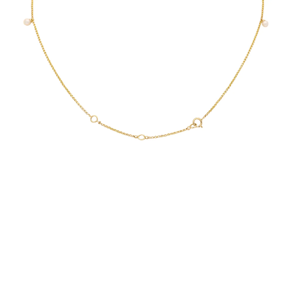 14ct Yellow Gold Pearl and Diamond Drop Necklace - Image 4