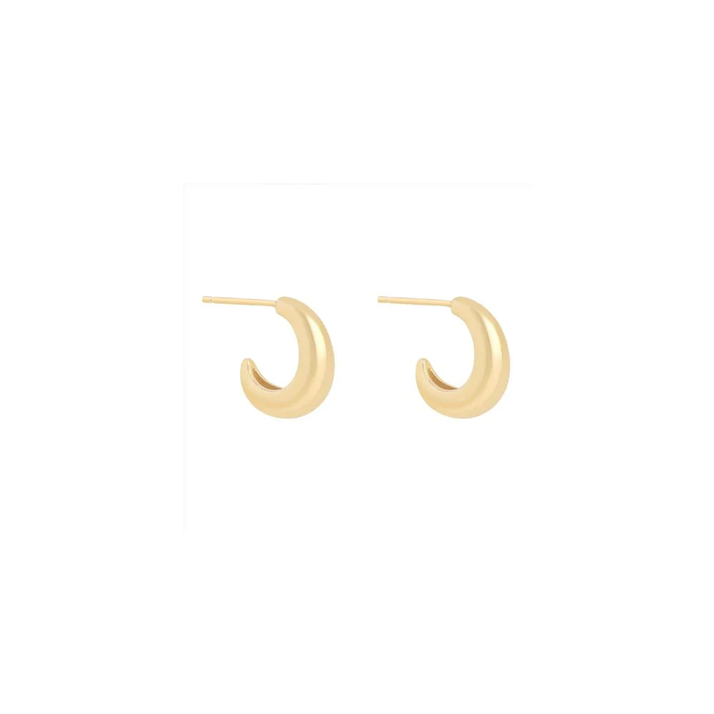 Gold Plated Chunky J Huggie Half Hoops