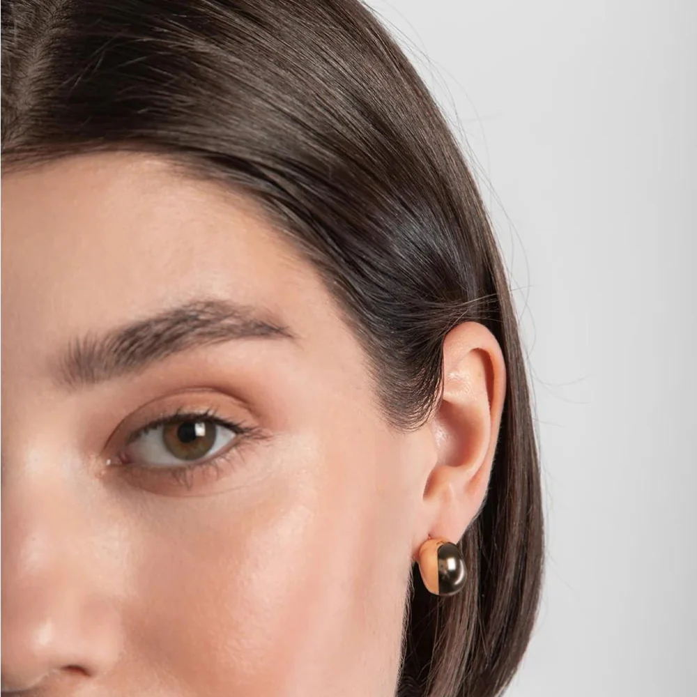 Gold Plated Chunky Teardrop Earrings - Image 2