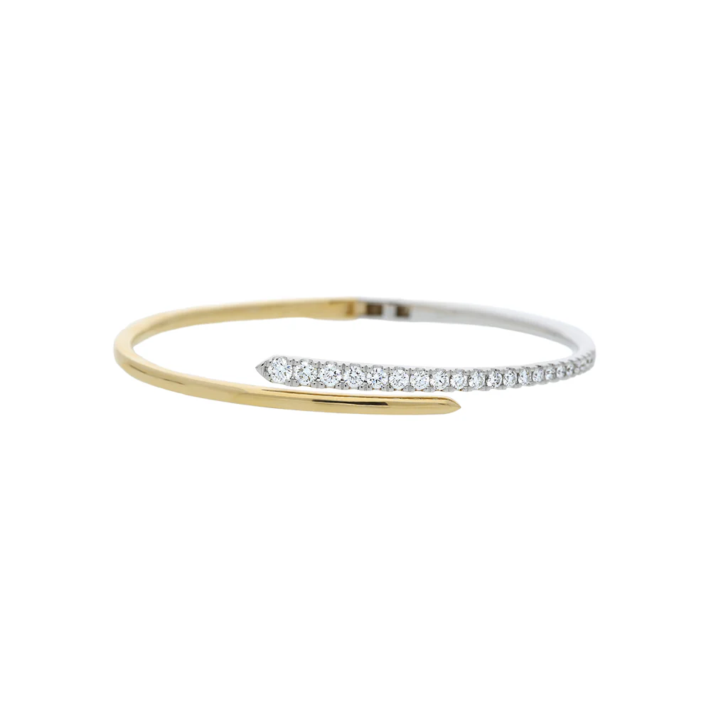 18ct Two Tone Graduated Diamond Bangle