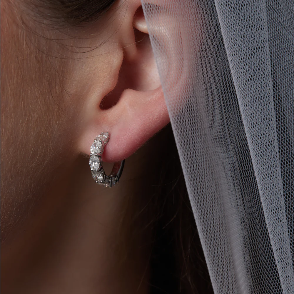 18ct White Gold 2.25ct Diamond Hoop Earrings - Image 2