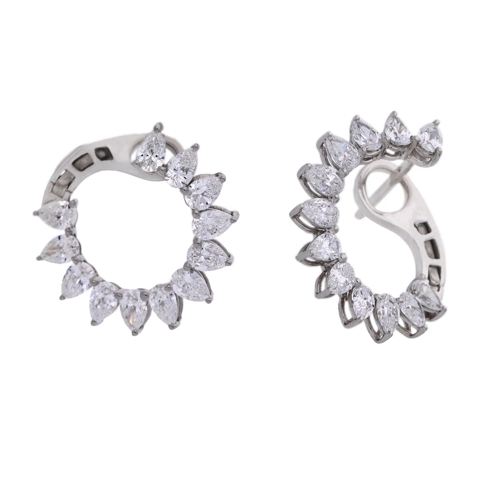 18ct White Gold 2.25ct Diamond Sunburst Hoop Earrings