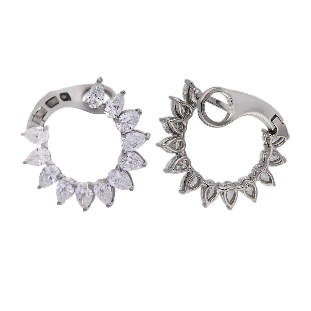 18ct White Gold 2.25ct Diamond Sunburst Hoop Earrings - Image 4