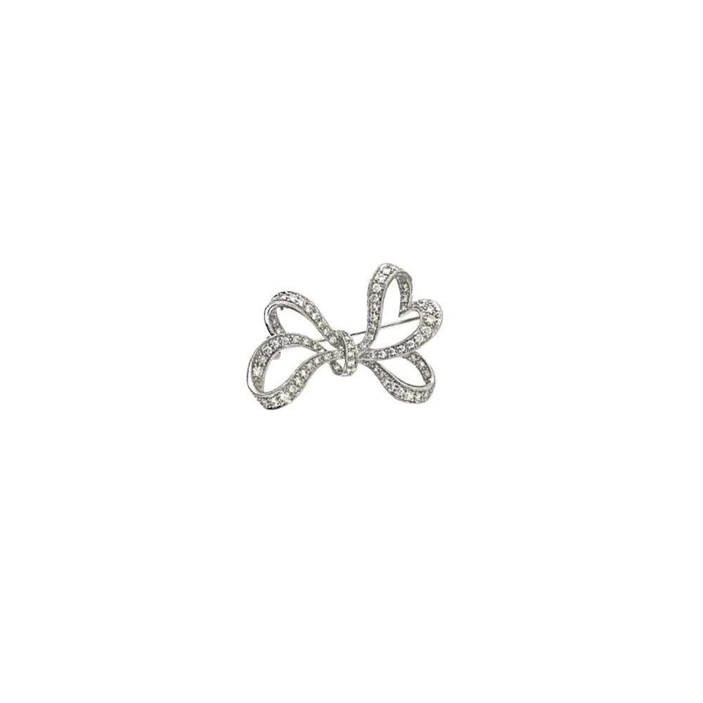 18ct White Gold Bow Brooch
