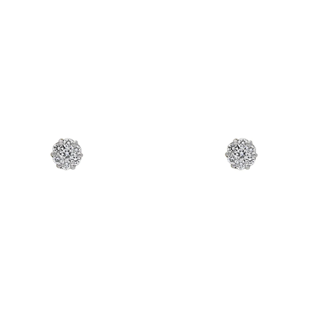 18ct White Gold Diamond Flower Cluster Earrings