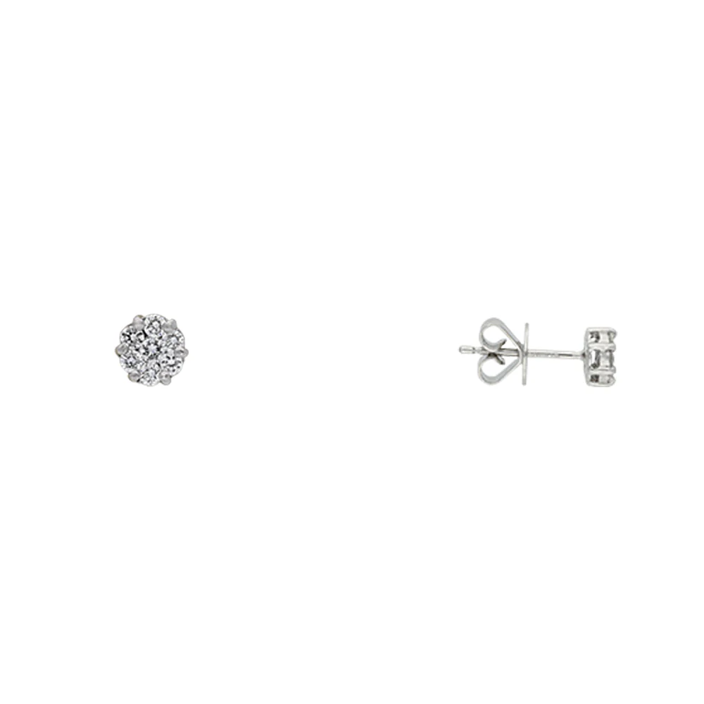 18ct White Gold Diamond Flower Cluster Earrings - Image 2