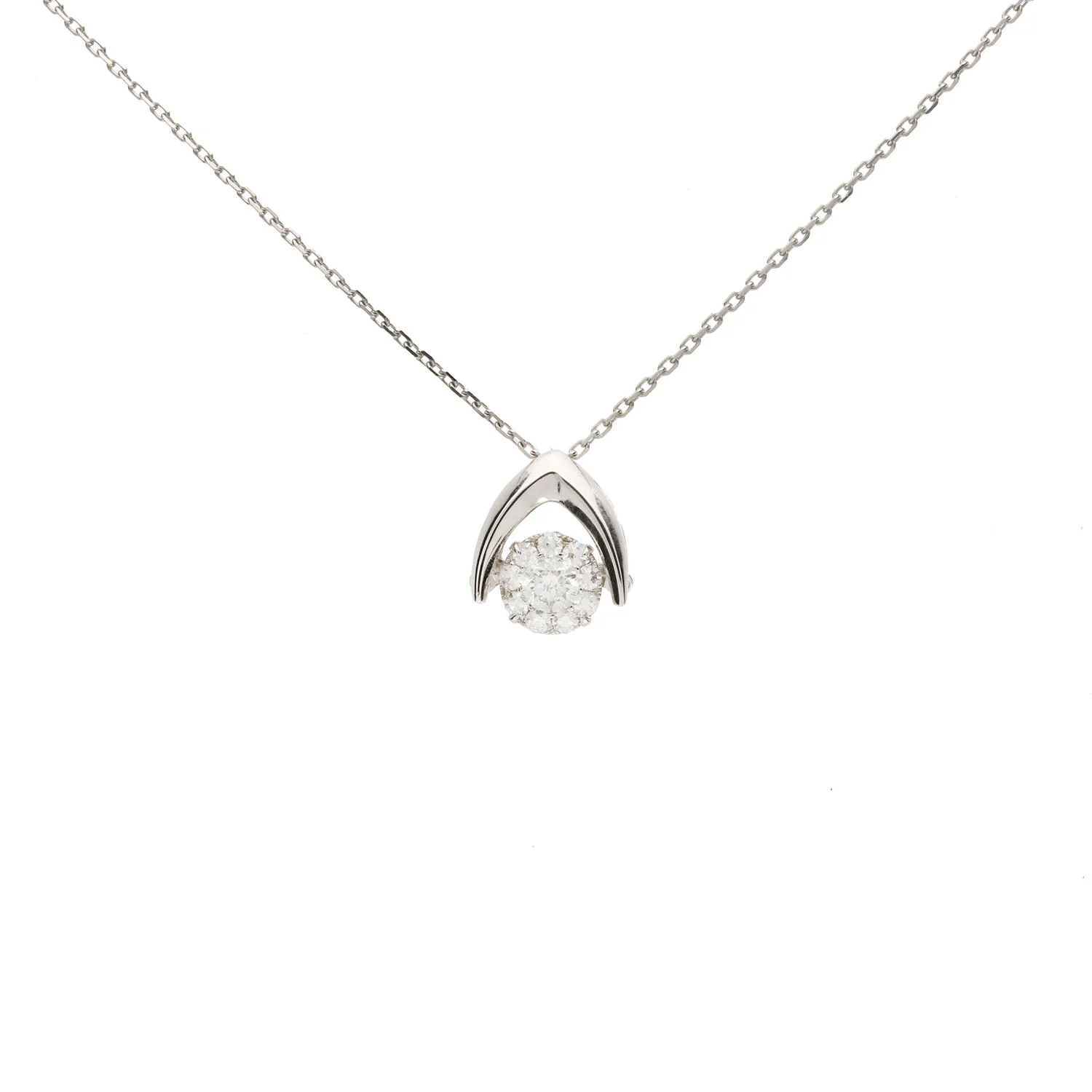 18ct White Gold Dancing Round Diamond with Halo Pendant - Image 2