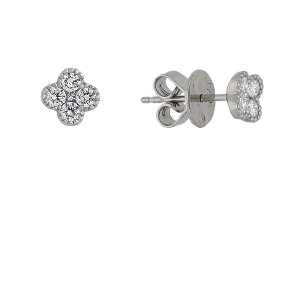 18ct White Gold 1.2ct Diamond Flower Jacket Earrings - Image 5