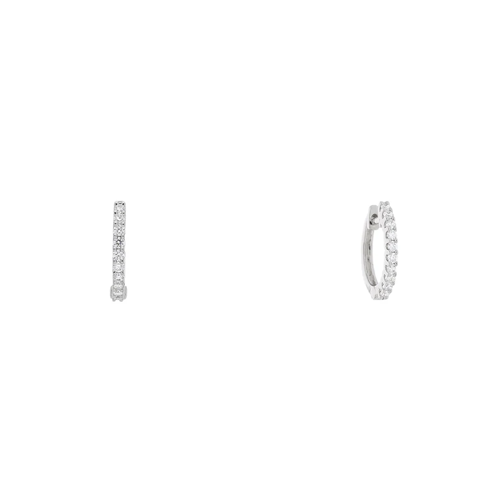 18ct White Gold Diamond Horseshoe Hoop Earrings