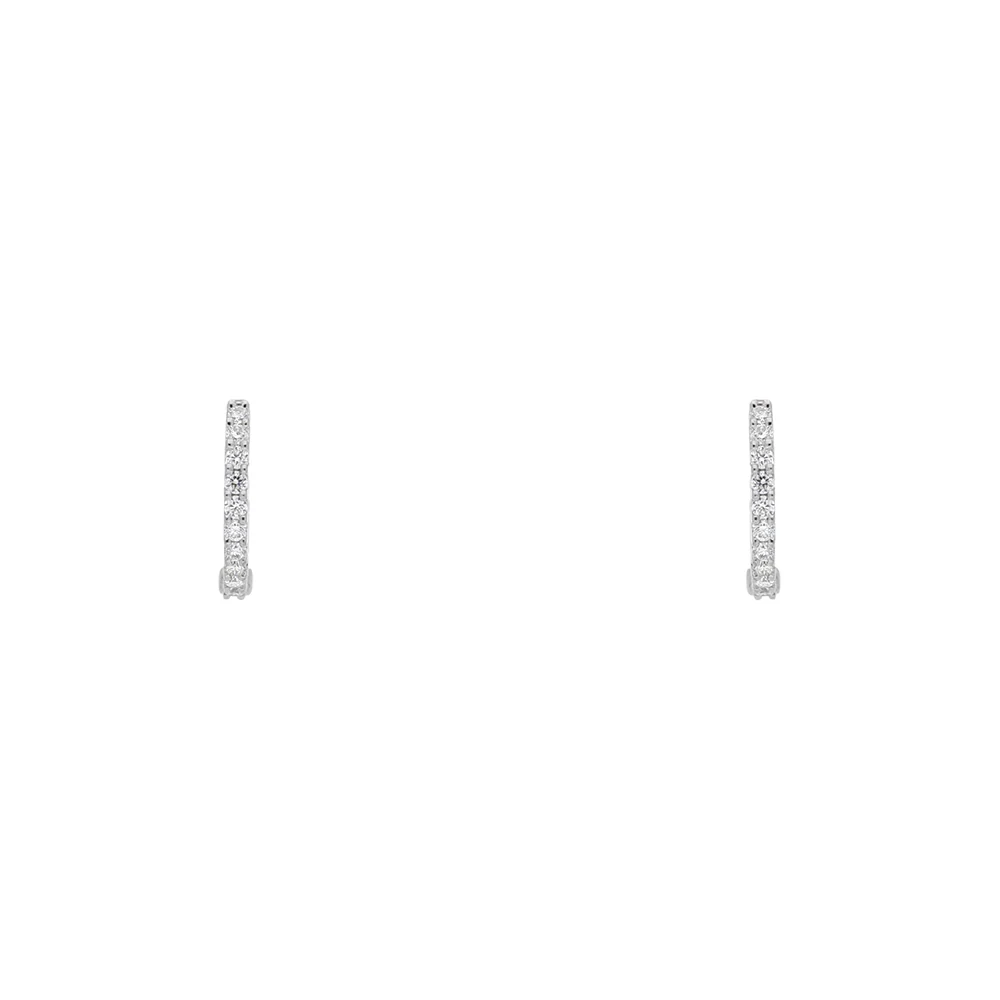 18ct White Gold Diamond Horseshoe Hoop Earrings - Image 2