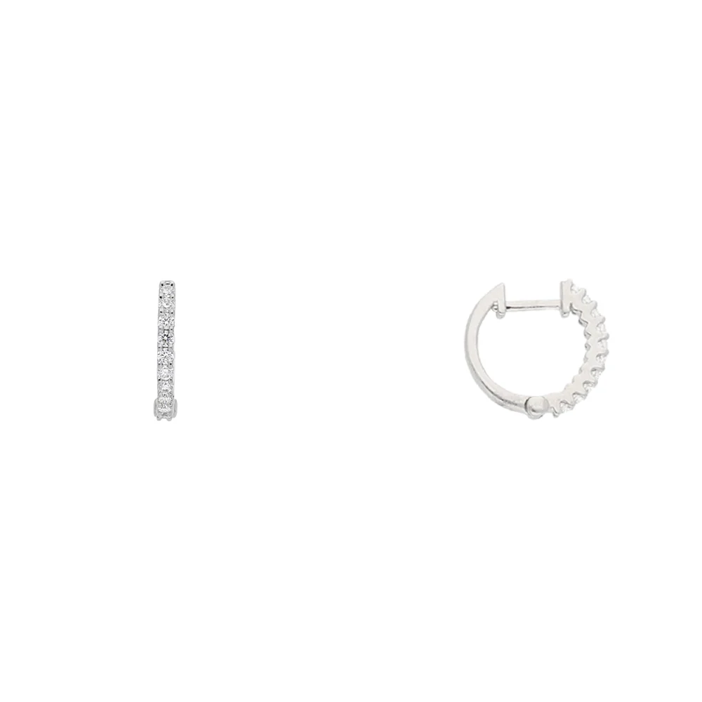 18ct White Gold Diamond Horseshoe Hoop Earrings - Image 3