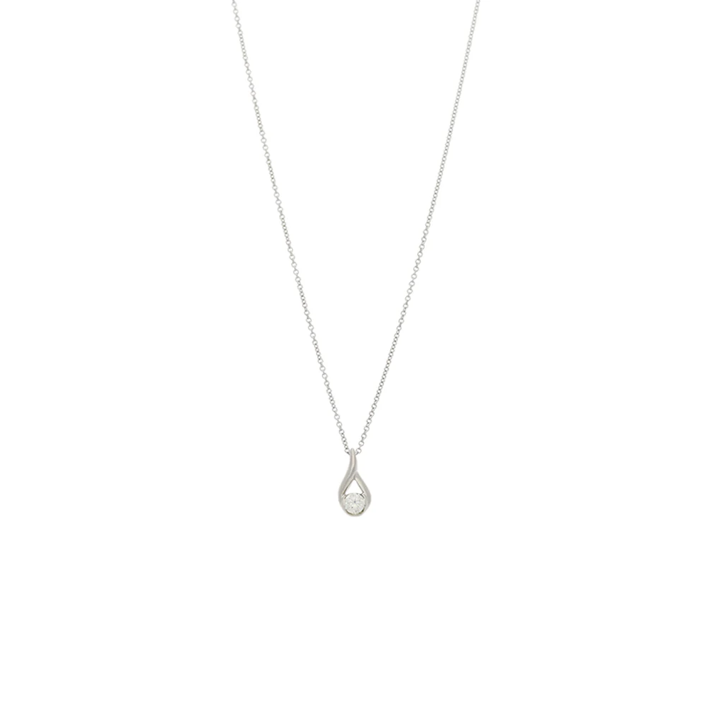 18ct White Gold Diamond Solitaire Y Pendant