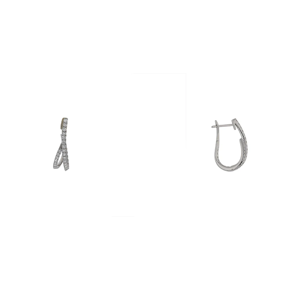 18ct White Gold Diamond Split Hoop Earrings - Image 4