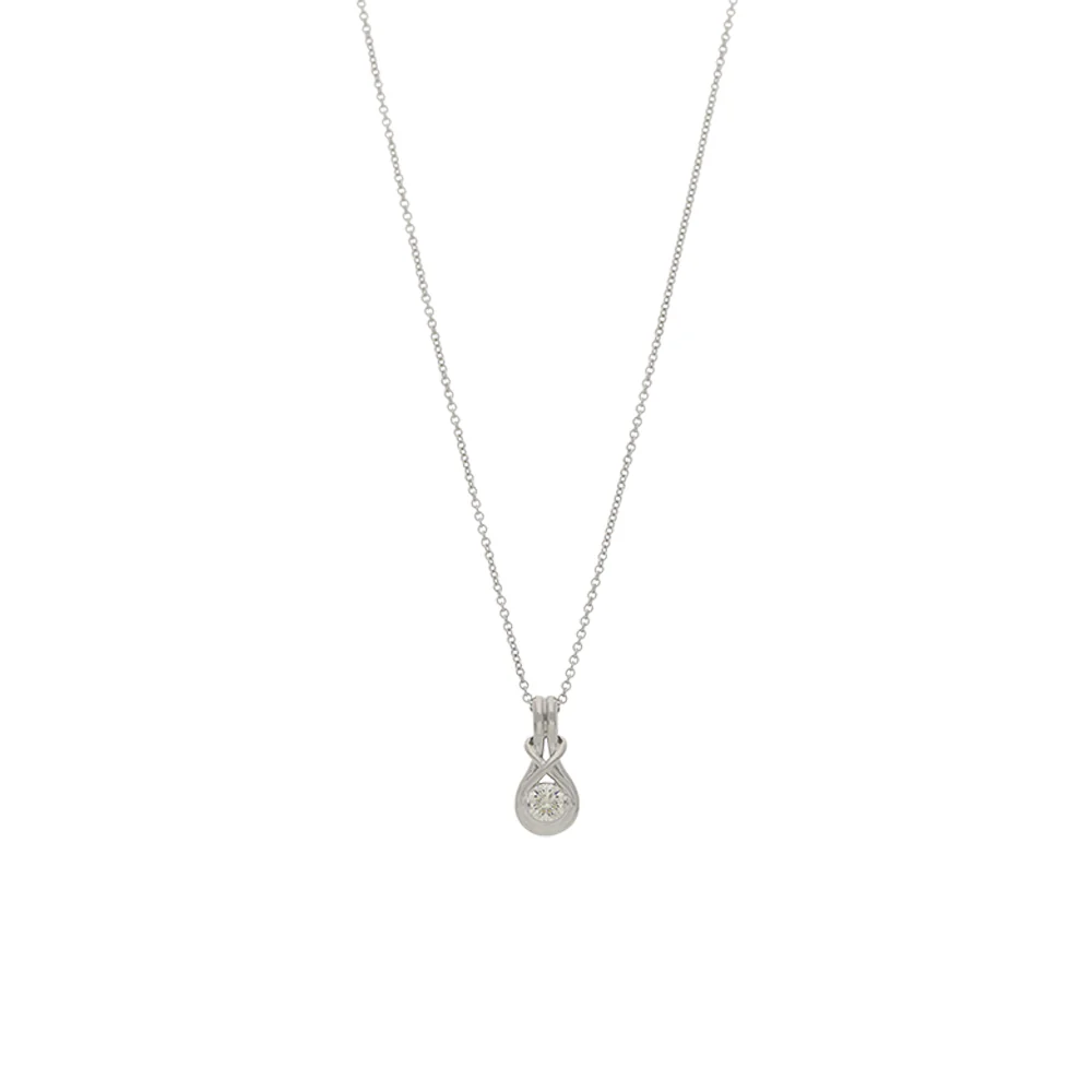 18ct White Gold Knot Solitaire Diamond Pendant