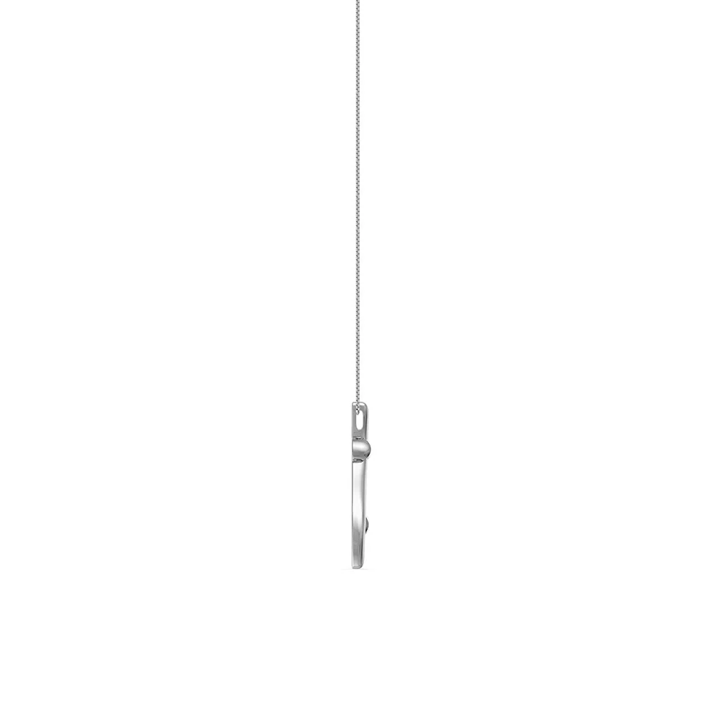 18ct White Gold Long Curved Double Diamond Pendant - Image 5