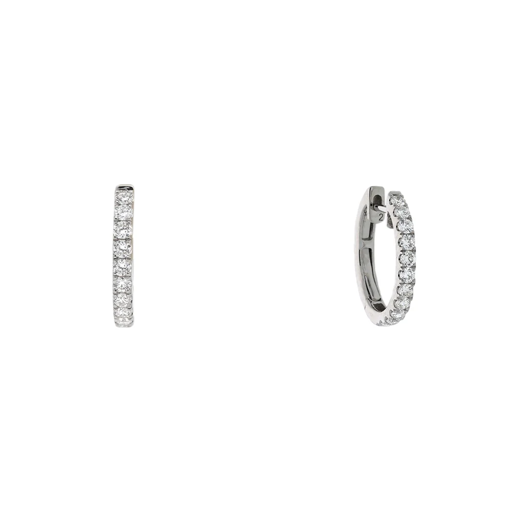 18ct White Gold Mini Diamond Hoop Earrings