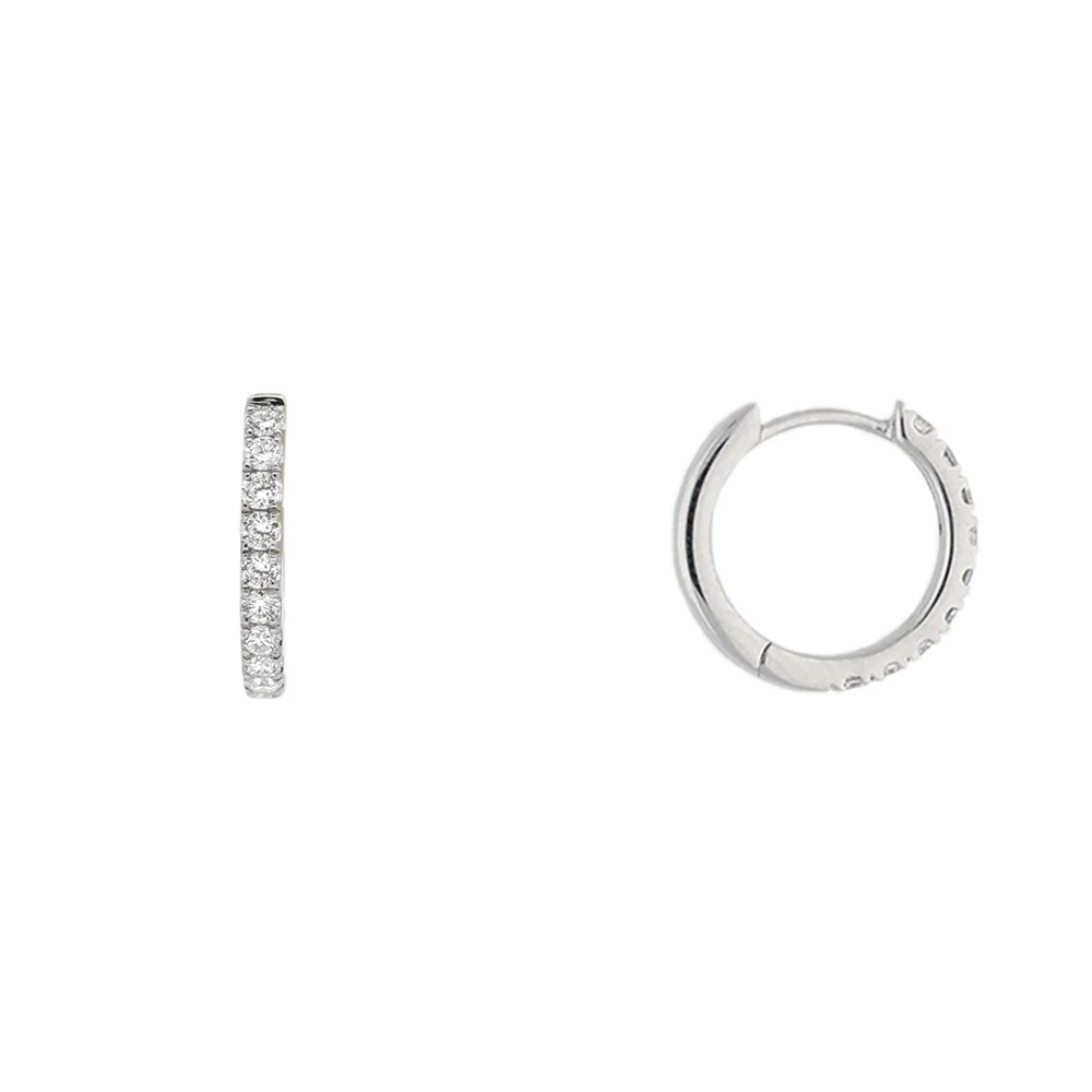 18ct White Gold Mini Diamond Hoop Earrings - Image 3
