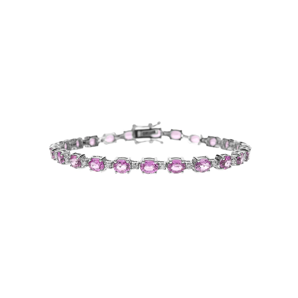 18ct White Gold Pink Sapphire and Diamond Bracelet
