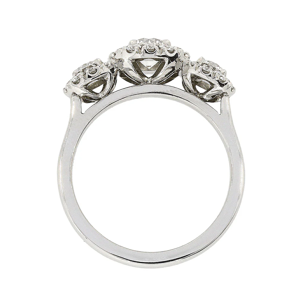 18ct White Gold Treble Diamond Cluster Engagement Ring - Image 2