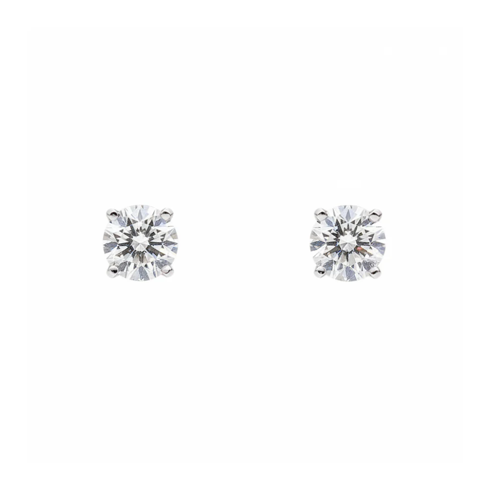 18ct White Gold Diamond Solitaire Stud Earrings