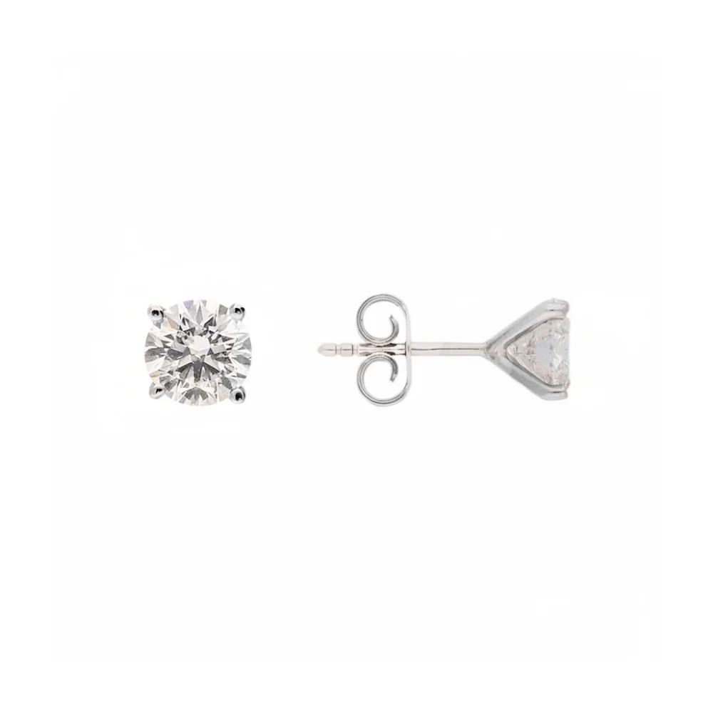18ct White Gold Diamond Solitaire Stud Earrings - Image 2