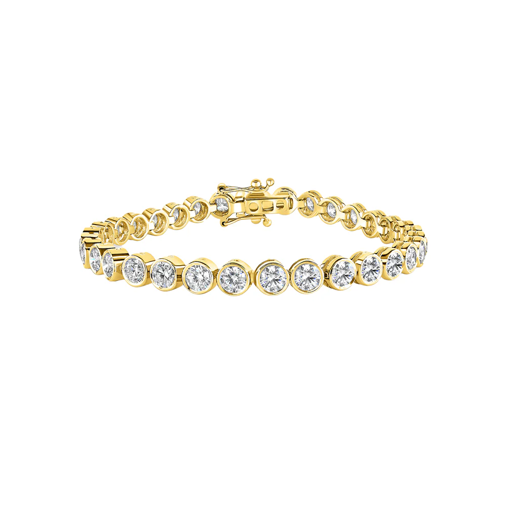 18ct Yellow Gold Bezel Set Diamond Tennis Bracelet