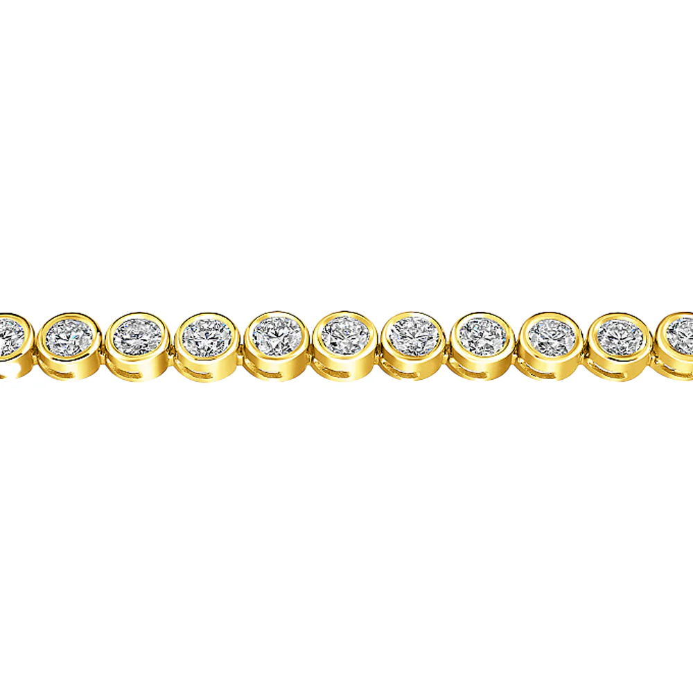 18ct Yellow Gold Bezel Set Diamond Tennis Bracelet - Image 2