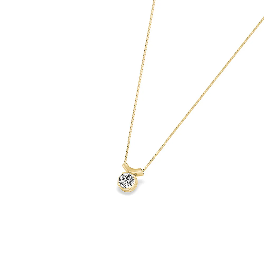 18ct Yellow Gold Brilliant-Cut Diamond and Curved Bar Pendant - Image 3