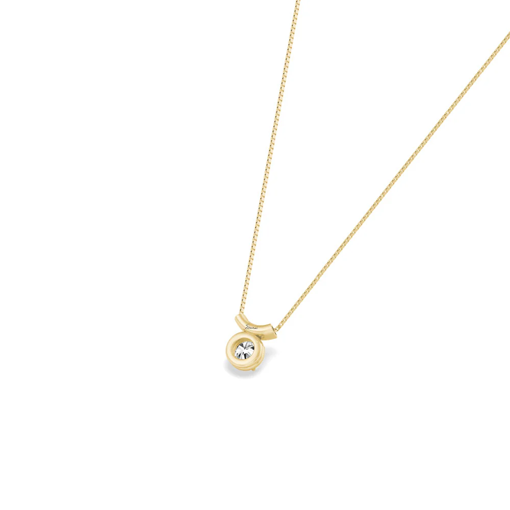 18ct Yellow Gold Brilliant-Cut Diamond and Curved Bar Pendant - Image 4