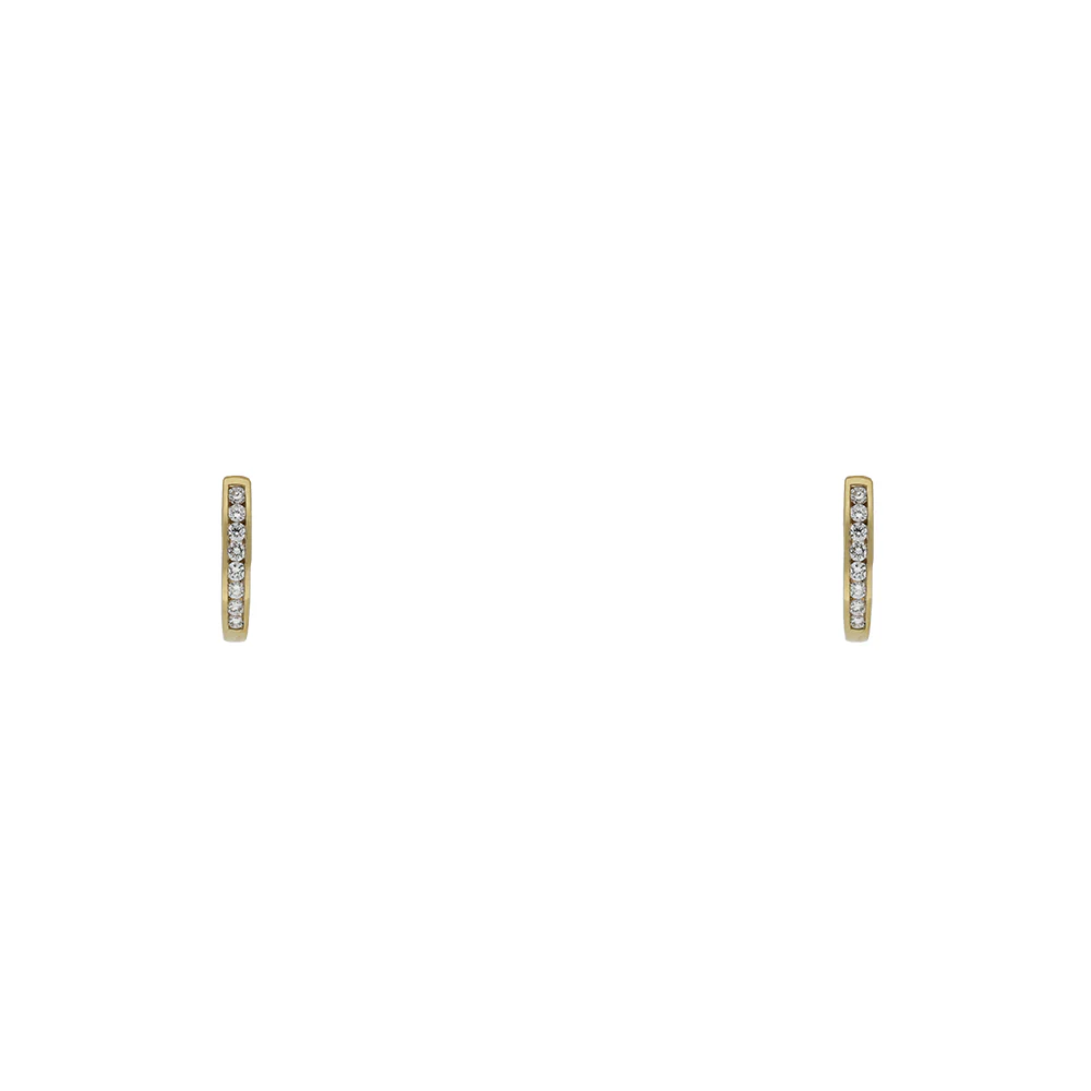 18ct Yellow Gold Channel Set Diamond Hoop Earrings - Image 2