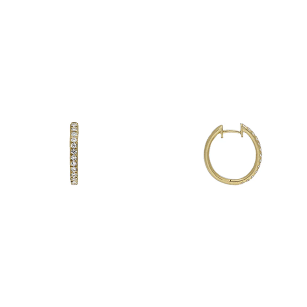 18ct Yellow Gold Claw Set Diamond Hoop Earrings