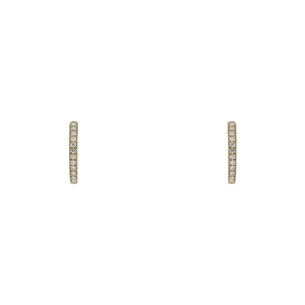 18ct Yellow Gold Claw Set Diamond Hoop Earrings - Image 2