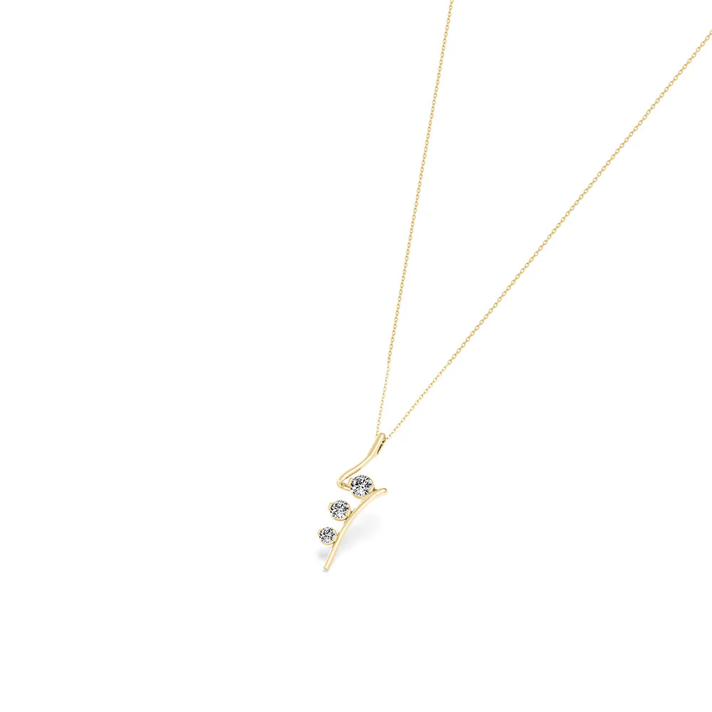 18ct Yellow Gold Curved Ladder Diamond Pendant - Image 3