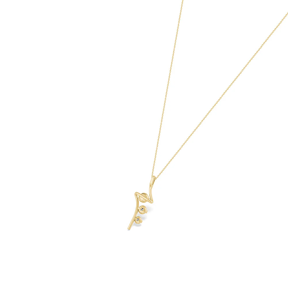 18ct Yellow Gold Curved Ladder Diamond Pendant - Image 4