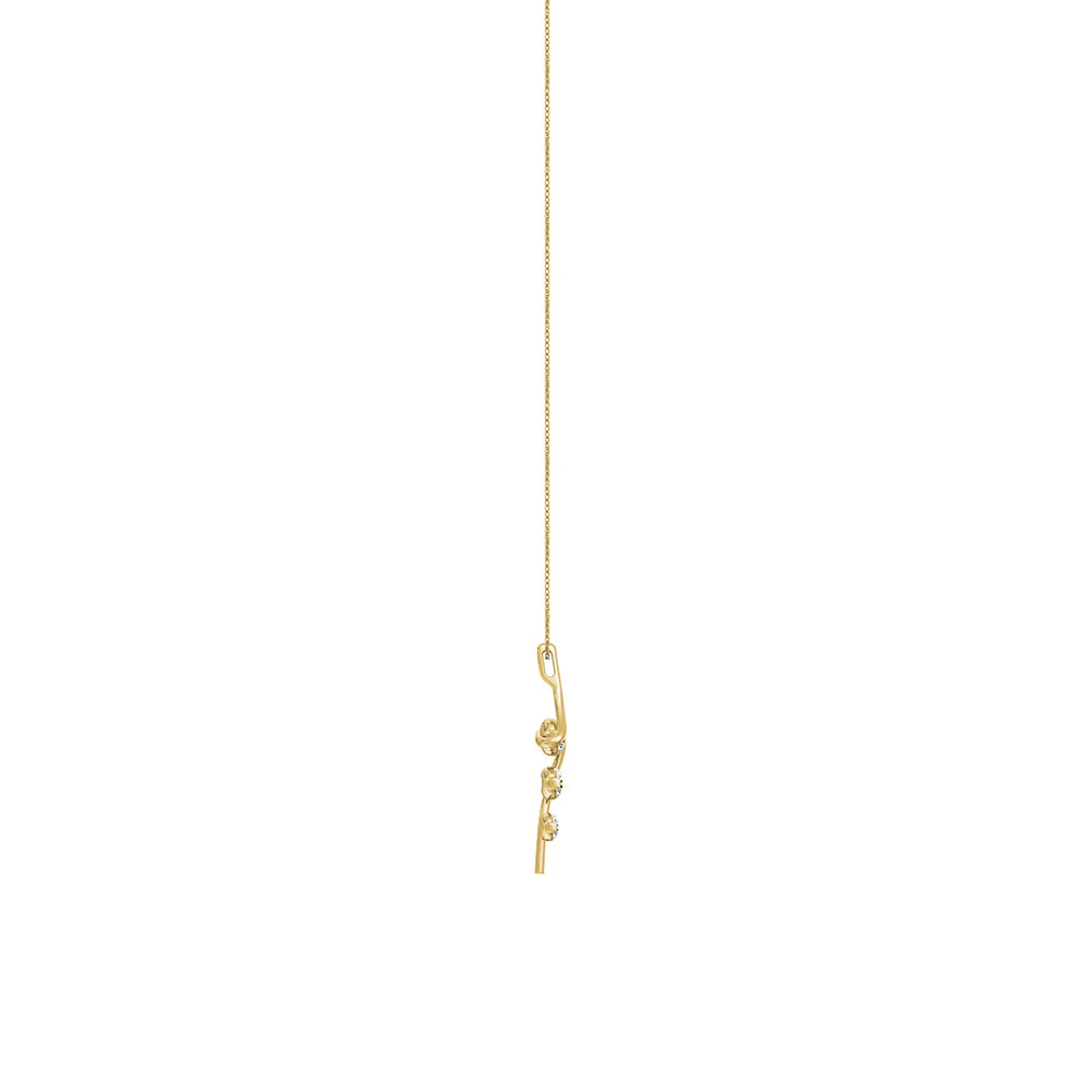 18ct Yellow Gold Curved Ladder Diamond Pendant - Image 5