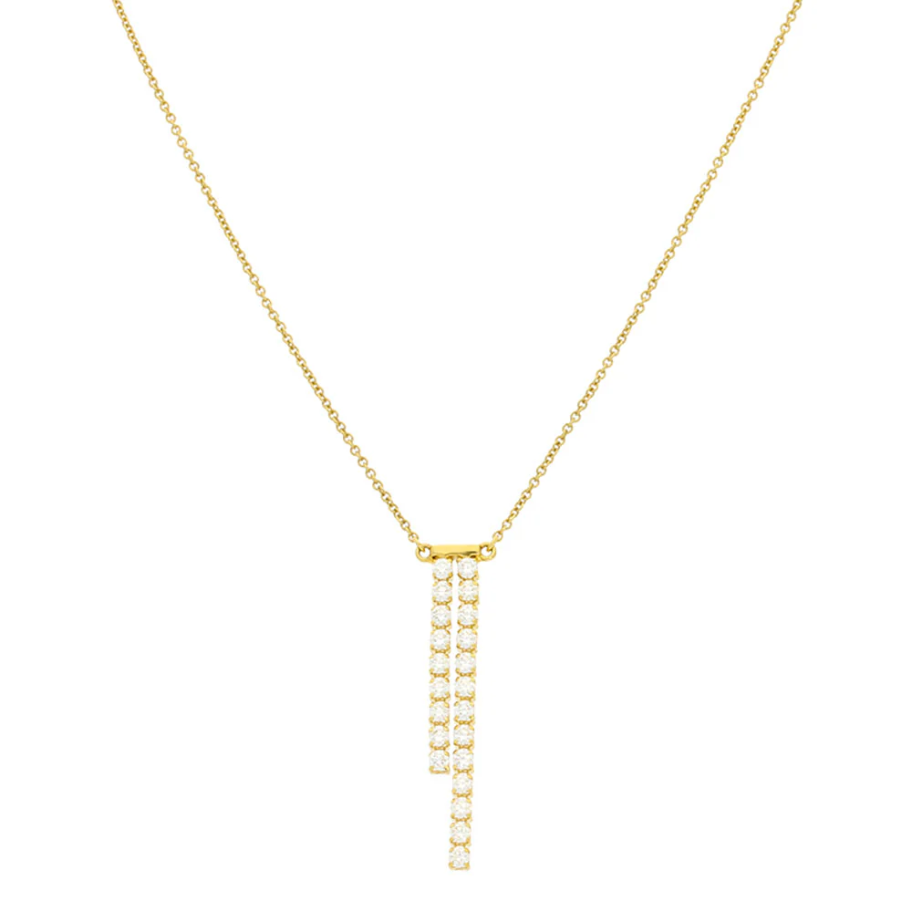 18ct Yellow Gold Diamond Double Drop Pendant