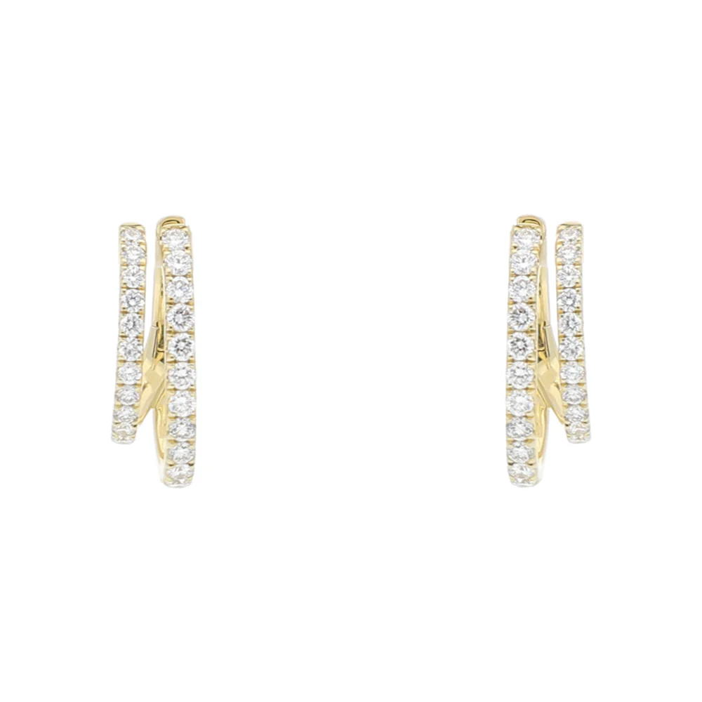 18ct Yellow Gold Diamond Double Hoop Earrings
