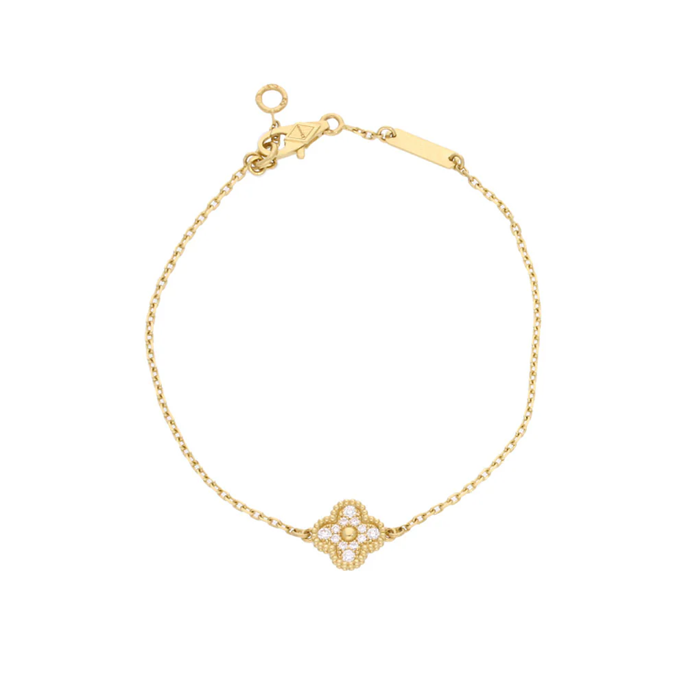 18ct Yellow Gold Diamond Flower Bracelet