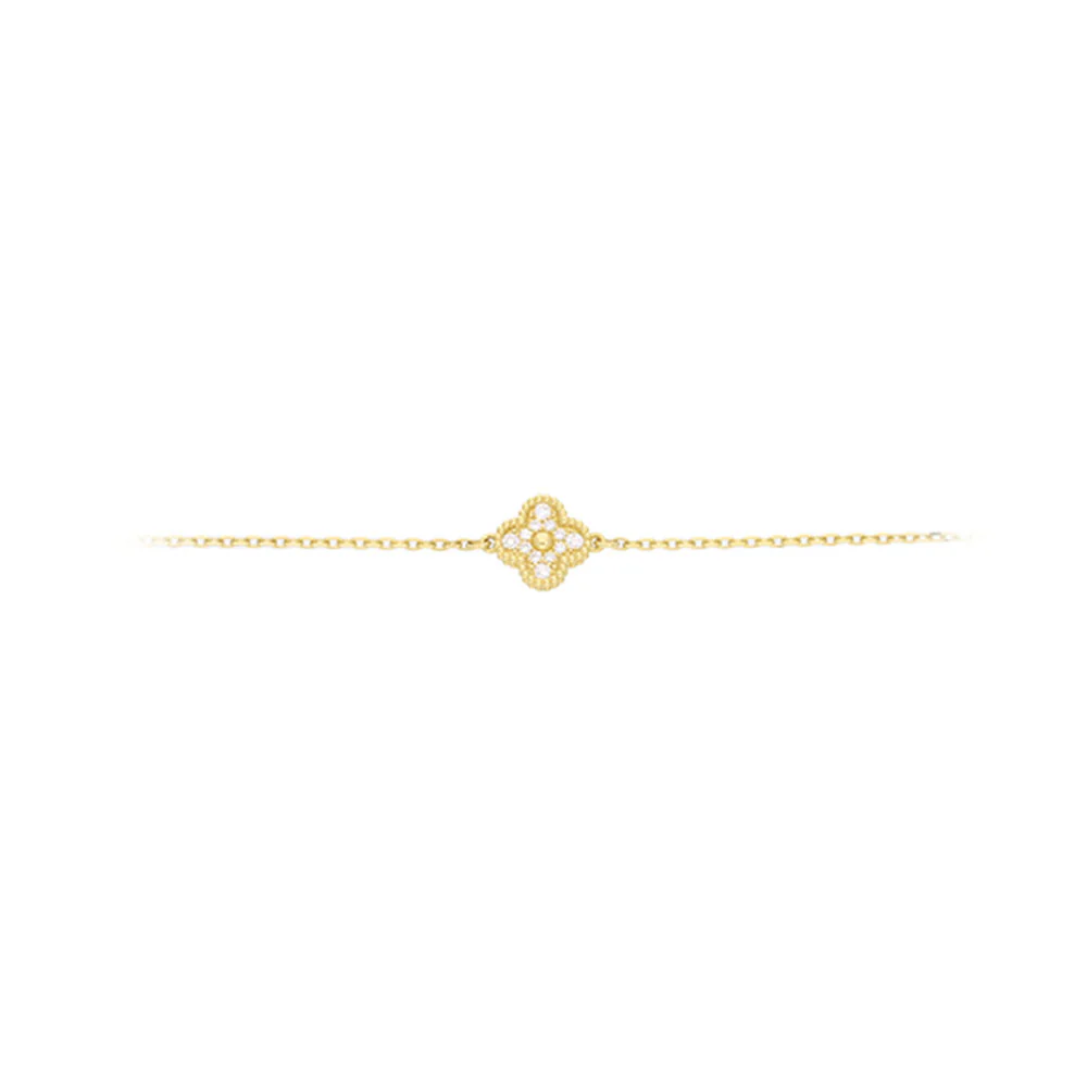 18ct Yellow Gold Diamond Flower Bracelet - Image 3