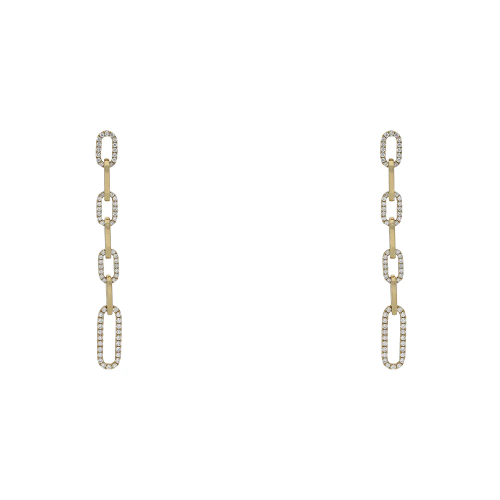 18ct Yellow Gold Diamond Link Drop Earrings