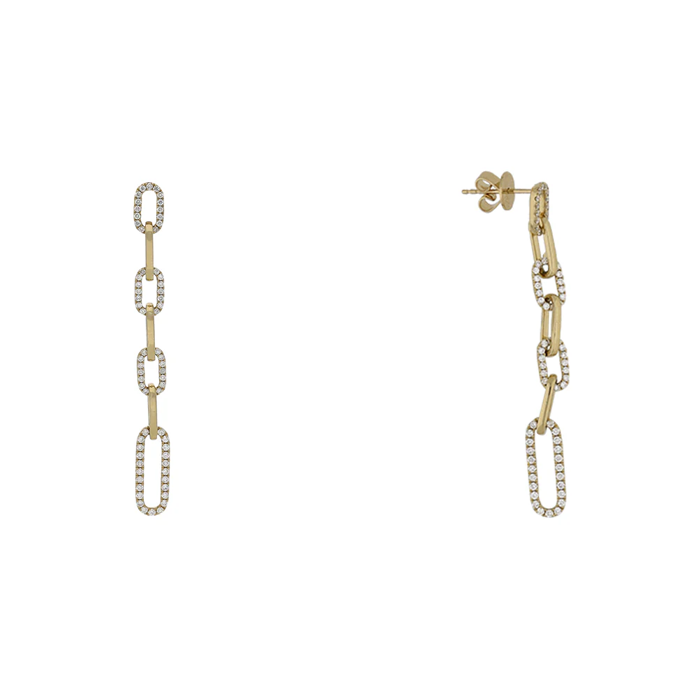 18ct Yellow Gold Diamond Link Drop Earrings - Image 2