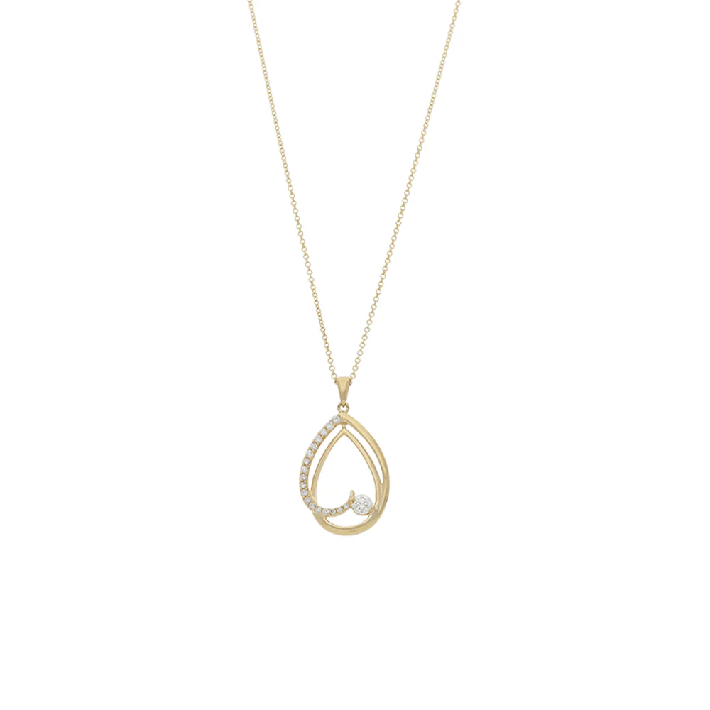 18ct Yellow Gold Diamond Open Teardrop Pendant