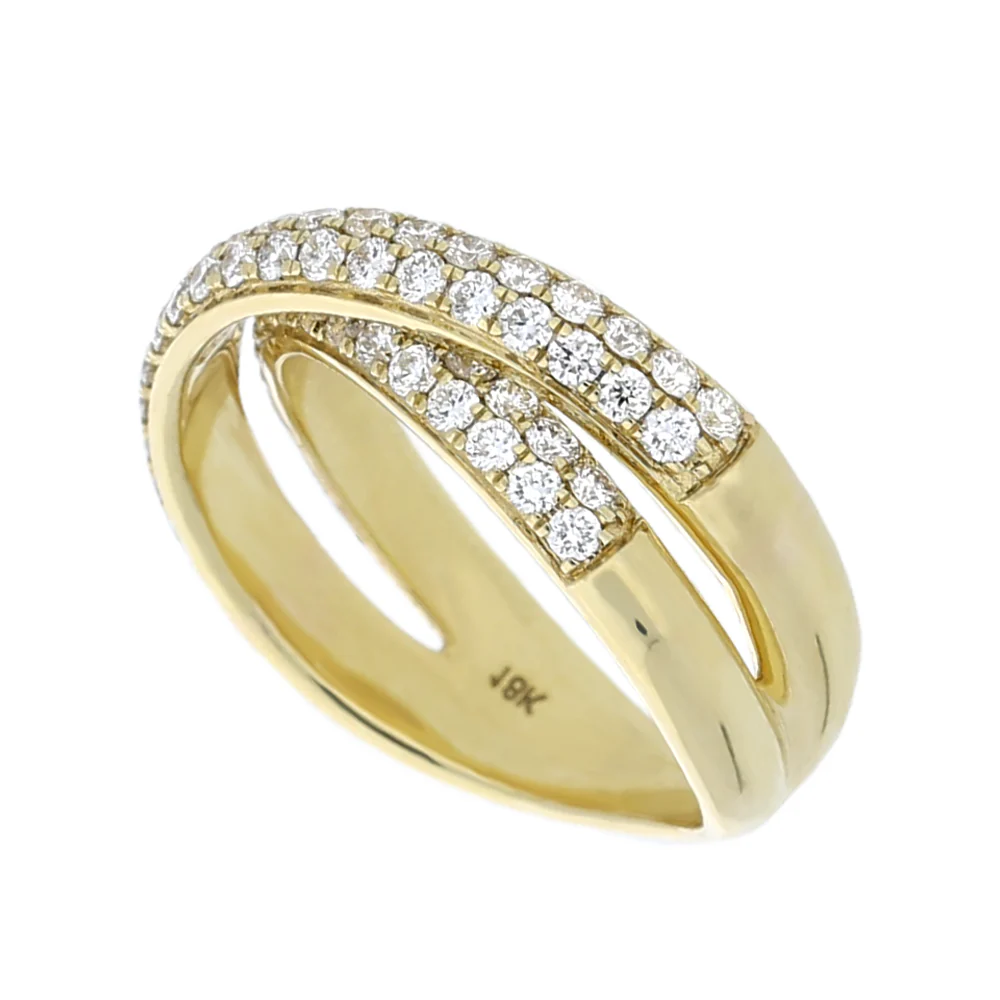 18ct Yellow Gold Diamond Pave Crossover Ring - Image 2