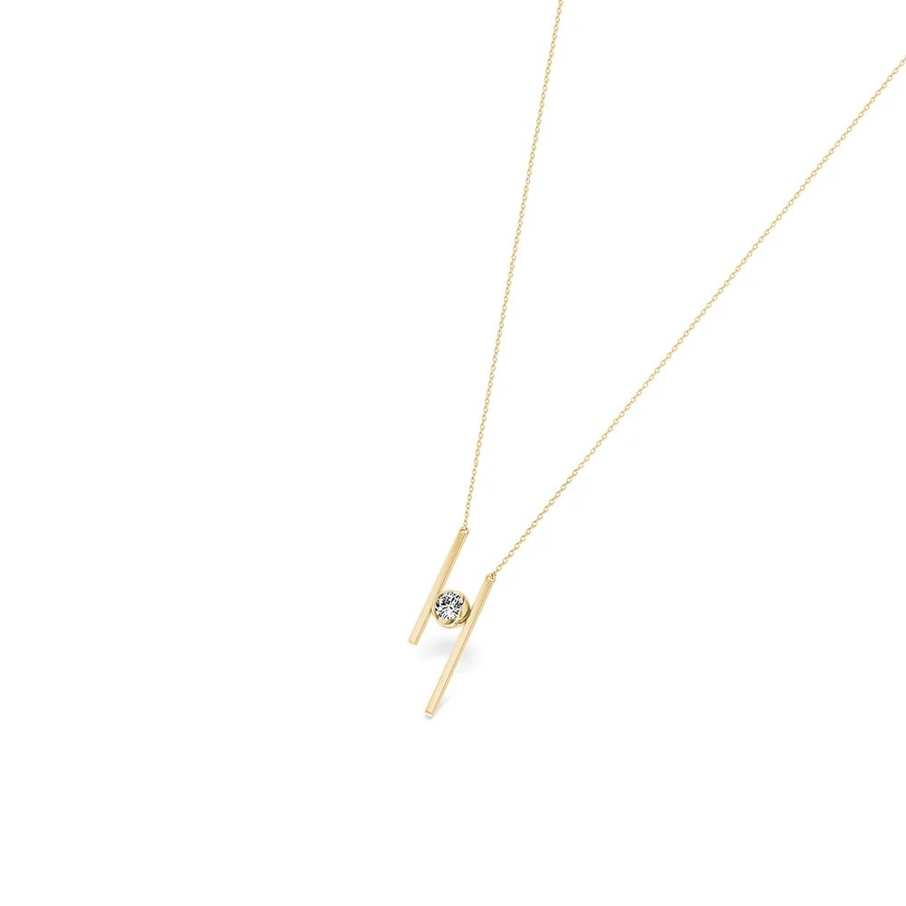 18ct Yellow Gold Diamond Solitaire and Plain H Pendant - Image 3