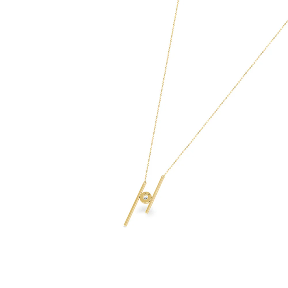 18ct Yellow Gold Diamond Solitaire and Plain H Pendant - Image 4