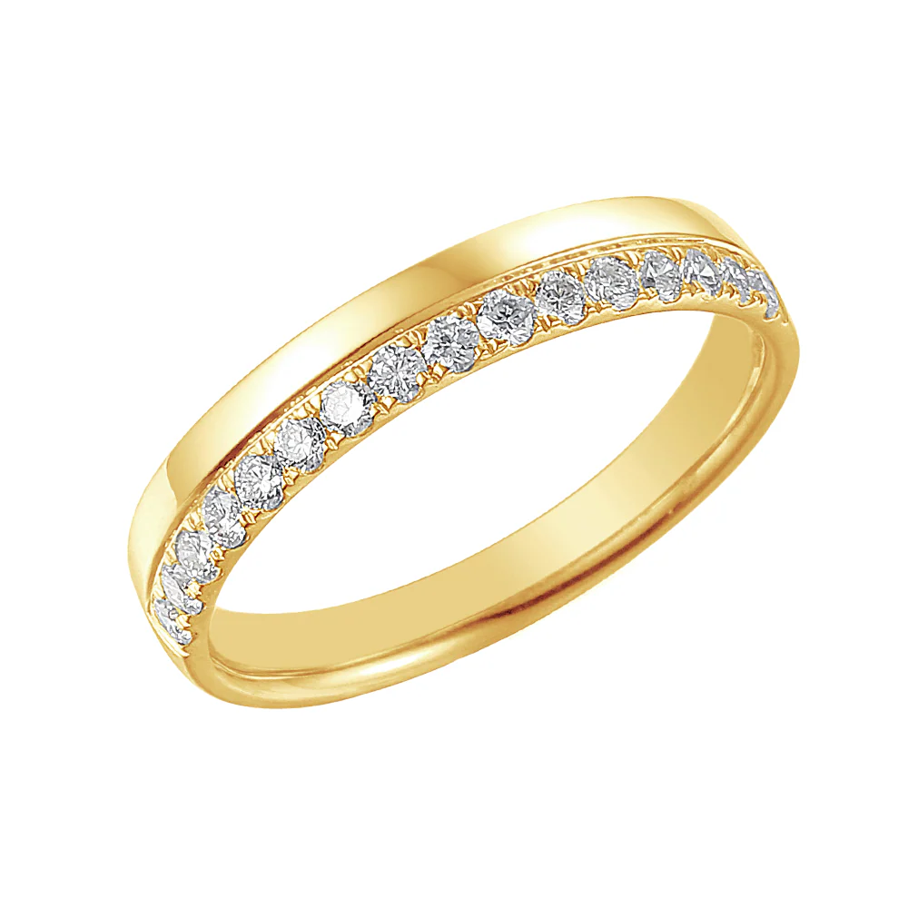 18ct Yellow Gold Double Row Diamond Wedding Band