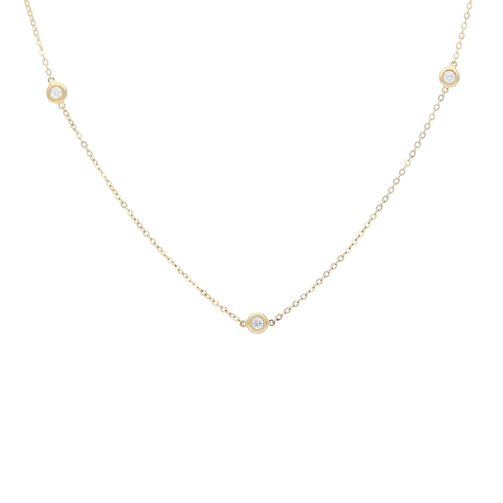 18ct Yellow Gold Five Diamond Chain Necklace - Image 2