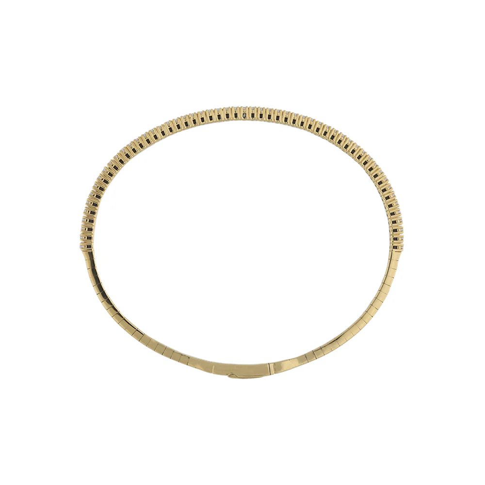 18ct Yellow Gold Flex Diamond Tennis Bangle - Image 3