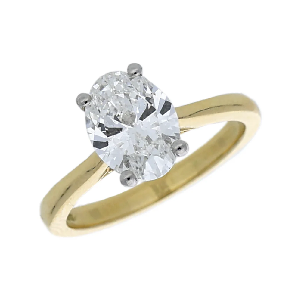 18ct Yellow Gold Oval Diamond 2.07ct Ring