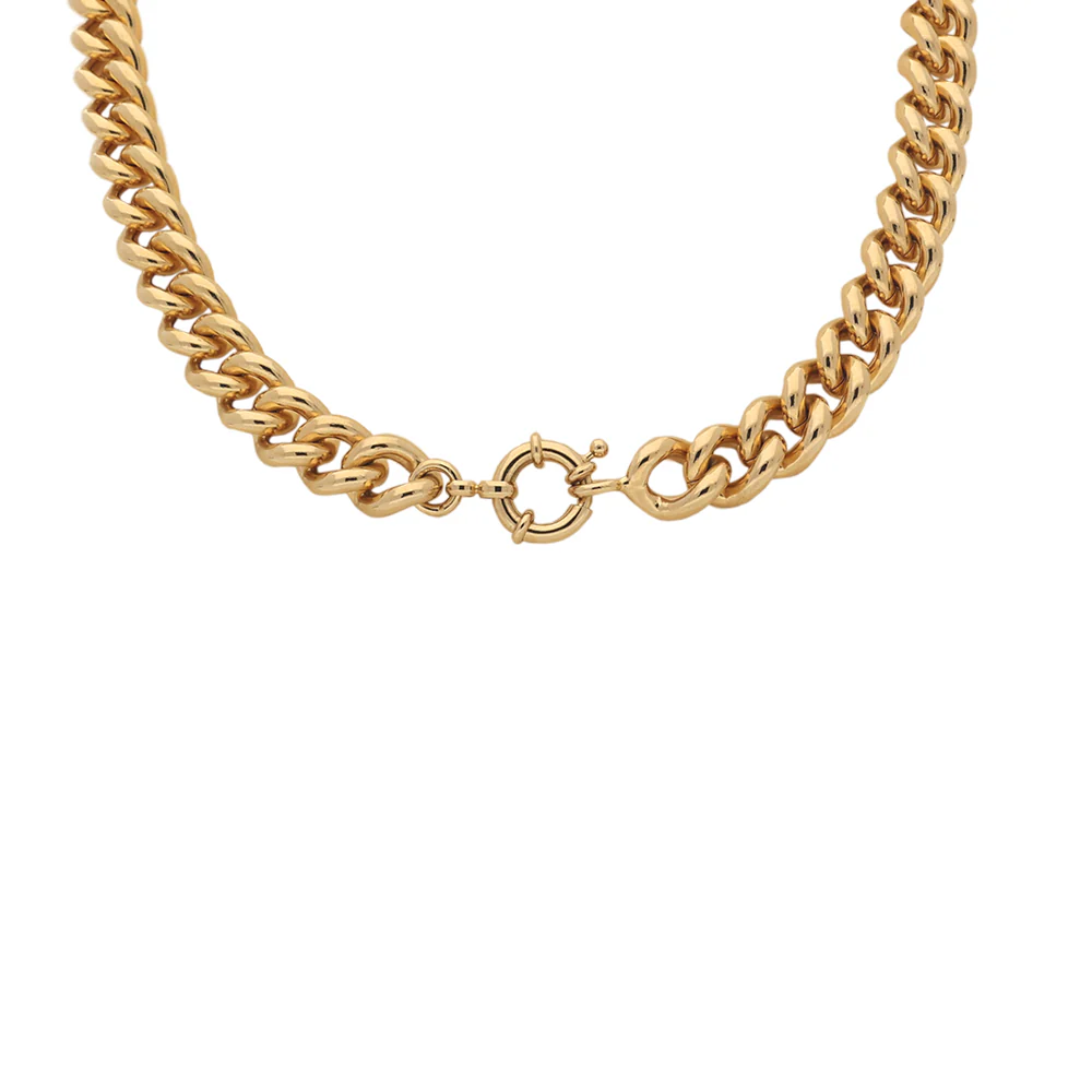 18ct Yellow Gold Plated Curb Chunky Chain Necklace